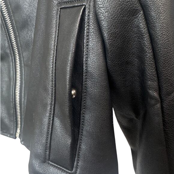 NWT Spanx II Moto Faux Leather Luxe Black Jacket Women’s Size Large - Picture 8 of 12